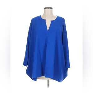 ANDREE BY UNIT Blue V-Neckline 3-4 sleeve, tunic top - Size Medium